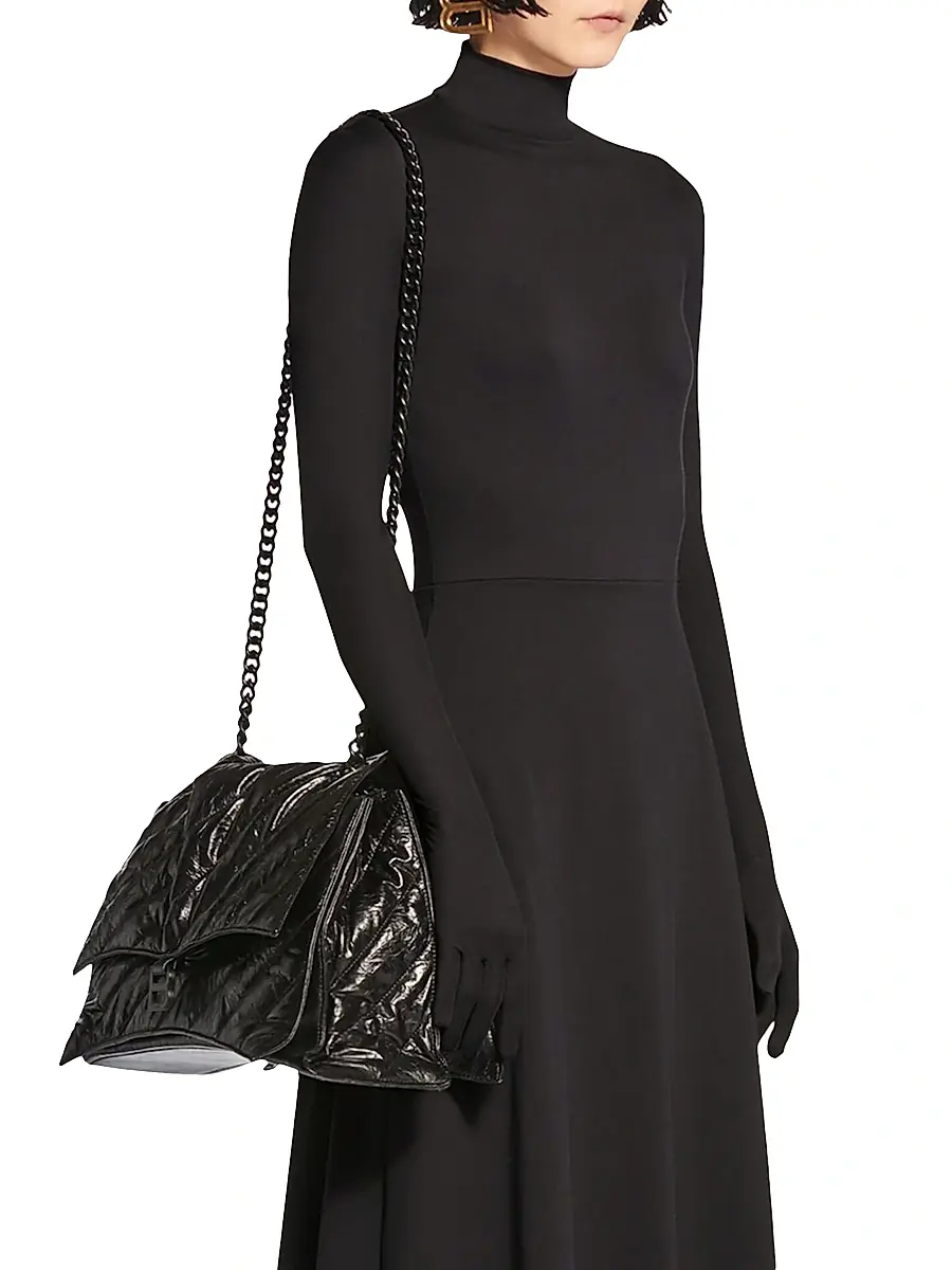 Balenciaga Women's Crush Chain Bag Quilted - Black | Image 1 Balenciaga Women's Crush Chain Bag Quilted - Black | Image 1