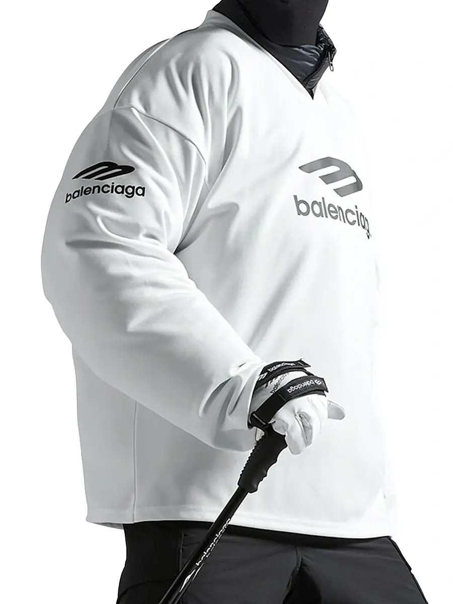 Balenciaga Men's Skiwear - 3B Sports Icon Ski Long Sleeve T-Shirt Large Fit - White | Thumbnail 5 Balenciaga Men's Skiwear - 3B Sports Icon Ski Long Sleeve T-Shirt Large Fit - White | Thumbnail 5