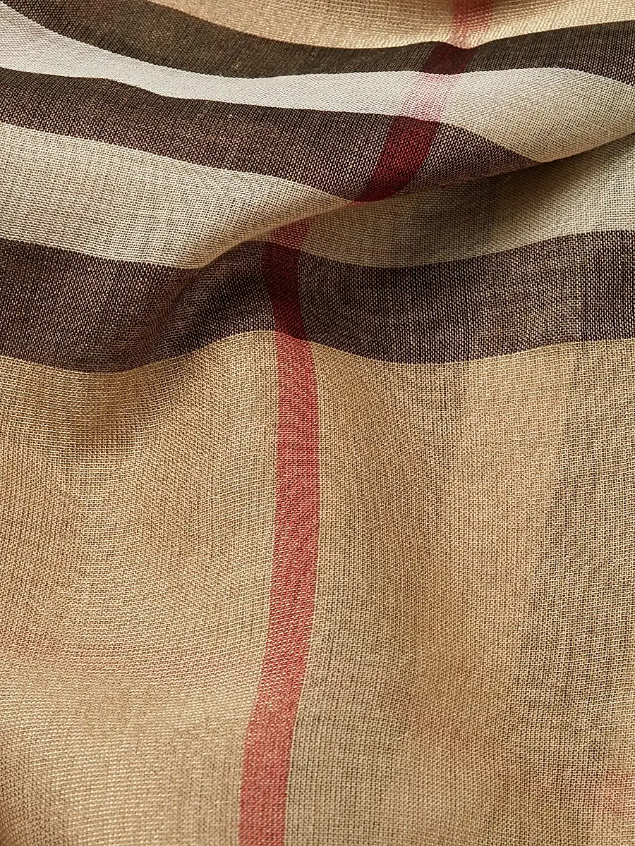 Burberry Women's Giant Check Gauze Scarf - Heritage Stone | Thumbnail 3 Burberry Women's Giant Check Gauze Scarf - Heritage Stone | Thumbnail 3