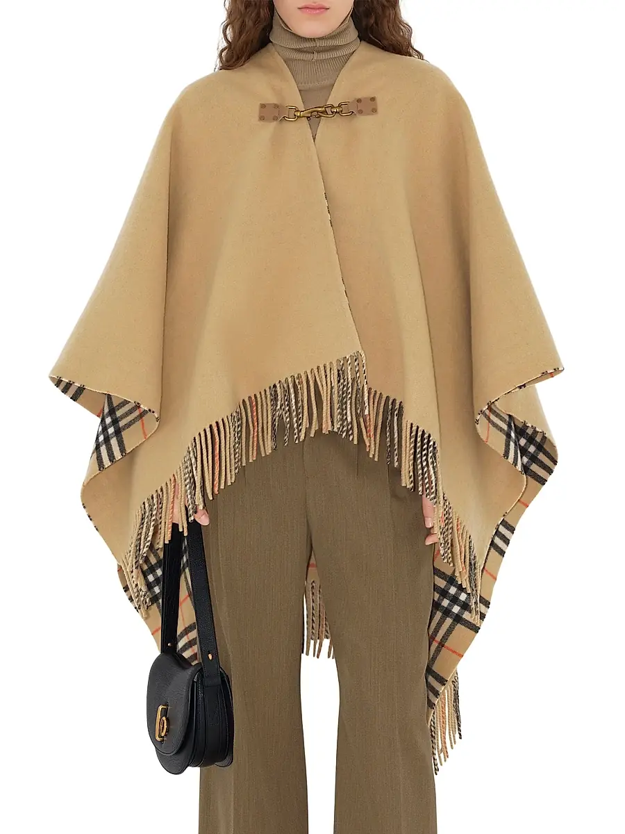 Burberry Women's St. Marsh Check Wool Cape | Thumbnail 2