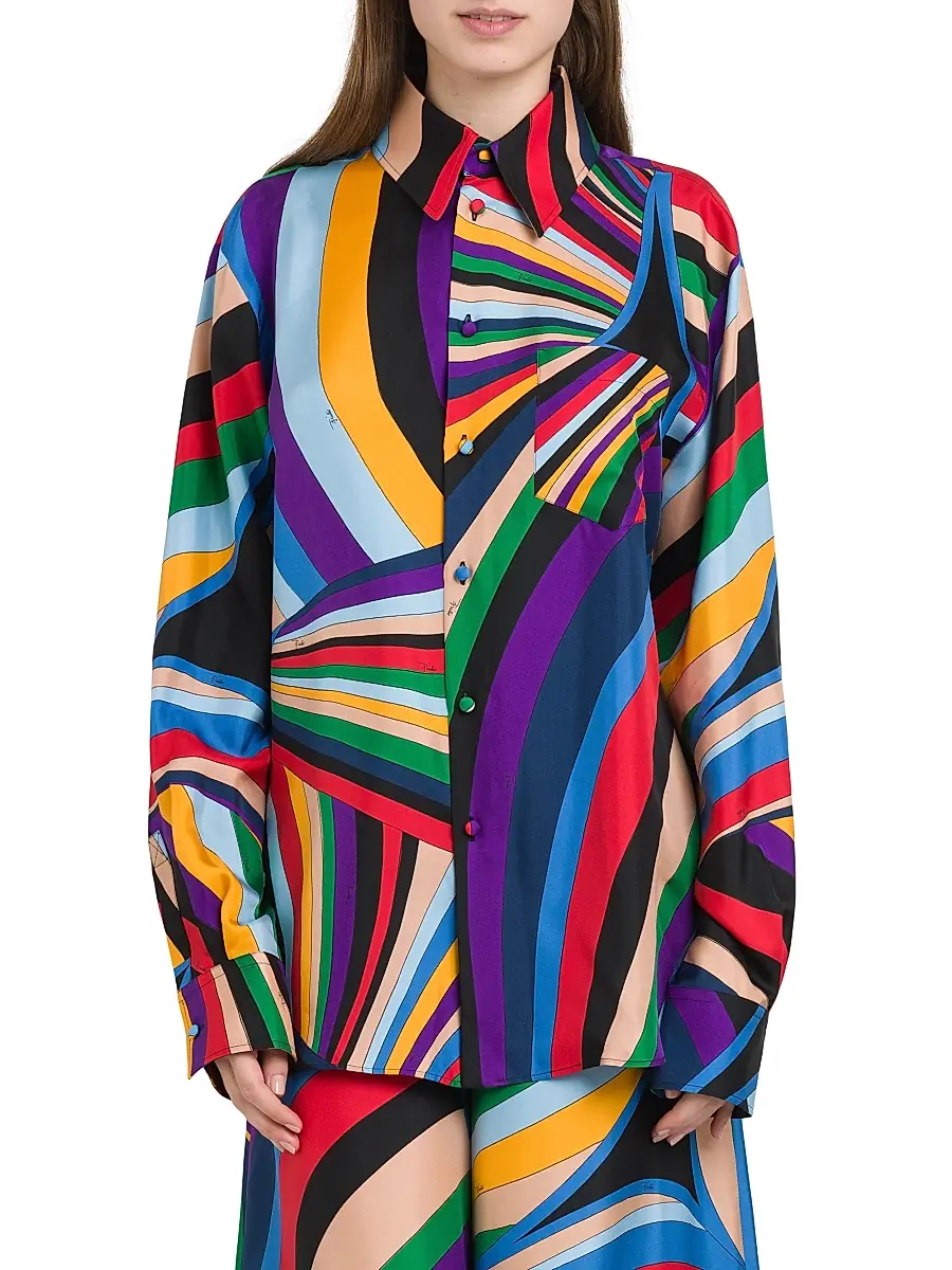 Pucci Women's Parade Silk Twill Shirt - Viola Rosso | Thumbnail 3 Pucci Women's Parade Silk Twill Shirt - Viola Rosso | Thumbnail 3
