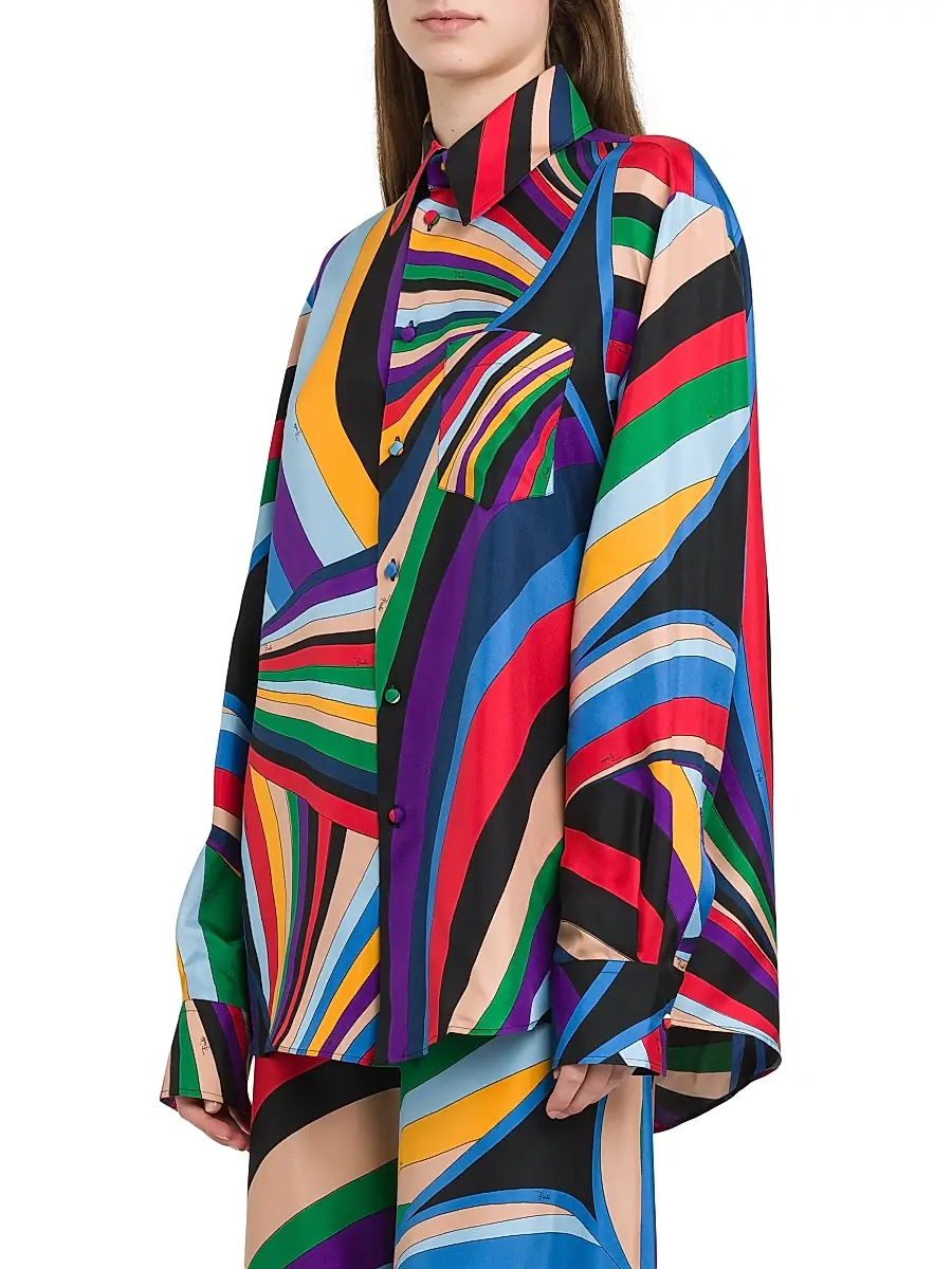 Pucci Women's Parade Silk Twill Shirt - Viola Rosso | Thumbnail 4 Pucci Women's Parade Silk Twill Shirt - Viola Rosso | Thumbnail 4