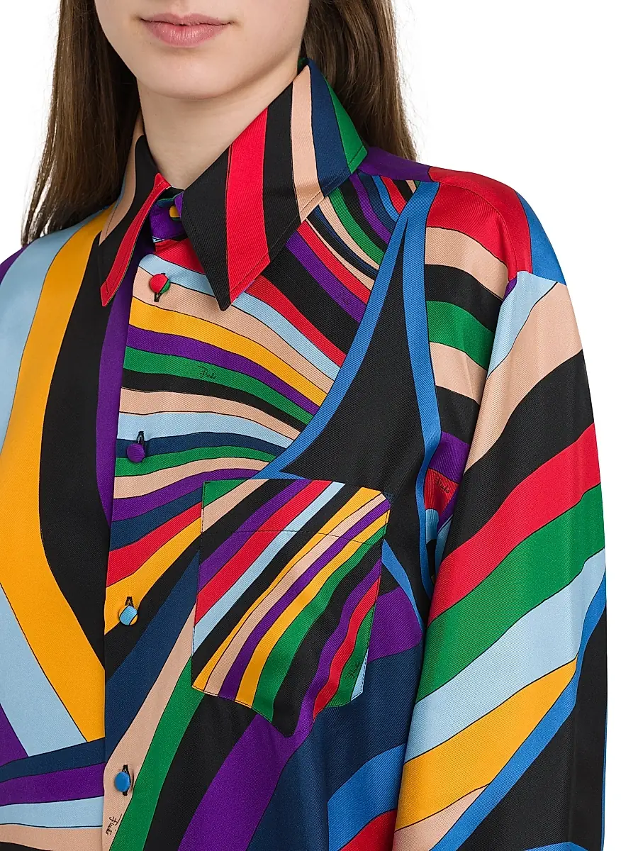 Pucci Women's Parade Silk Twill Shirt - Viola Rosso | Thumbnail 6 Pucci Women's Parade Silk Twill Shirt - Viola Rosso | Thumbnail 6