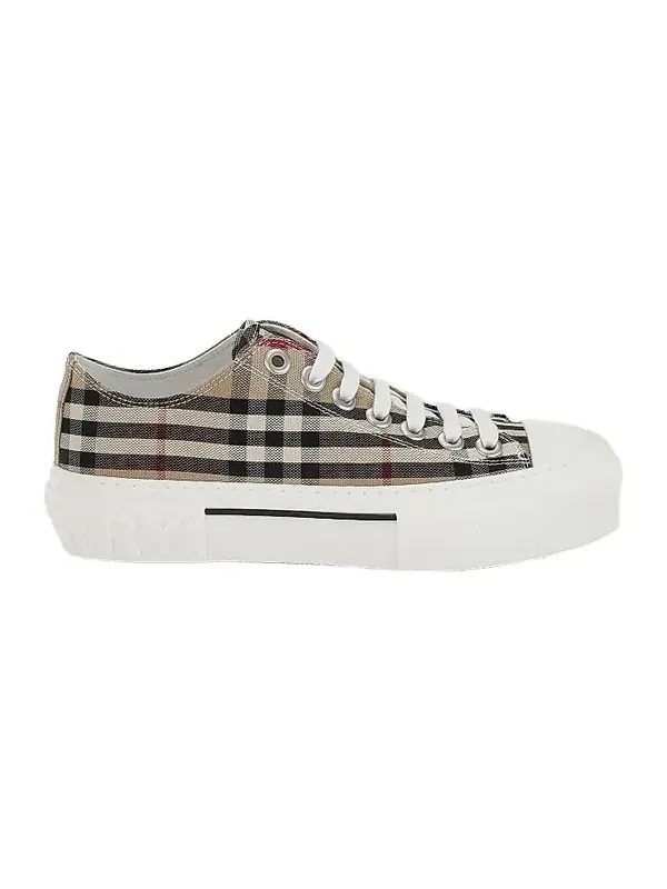 Women's Check Cotton Logo Sneakers
