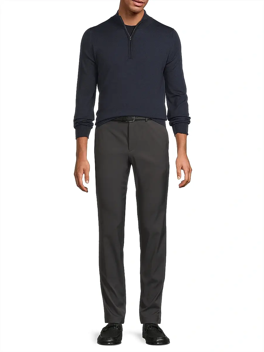John Smedley Men's Tapton Merino Zip Pullover - Midnight | Thumbnail 2 John Smedley Men's Tapton Merino Zip Pullover - Midnight | Thumbnail 2
