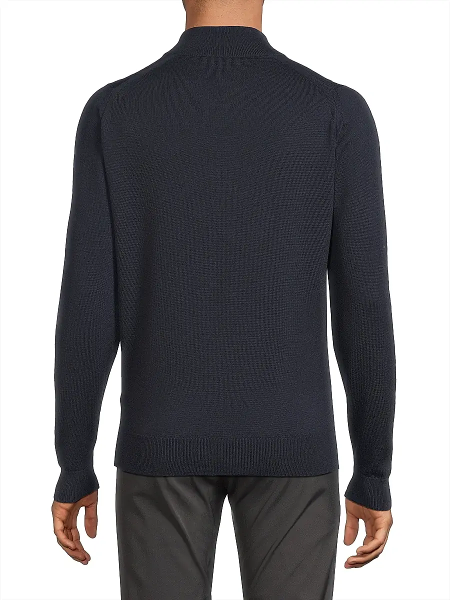 John Smedley Men's Tapton Merino Zip Pullover - Midnight | Thumbnail 5 John Smedley Men's Tapton Merino Zip Pullover - Midnight | Thumbnail 5