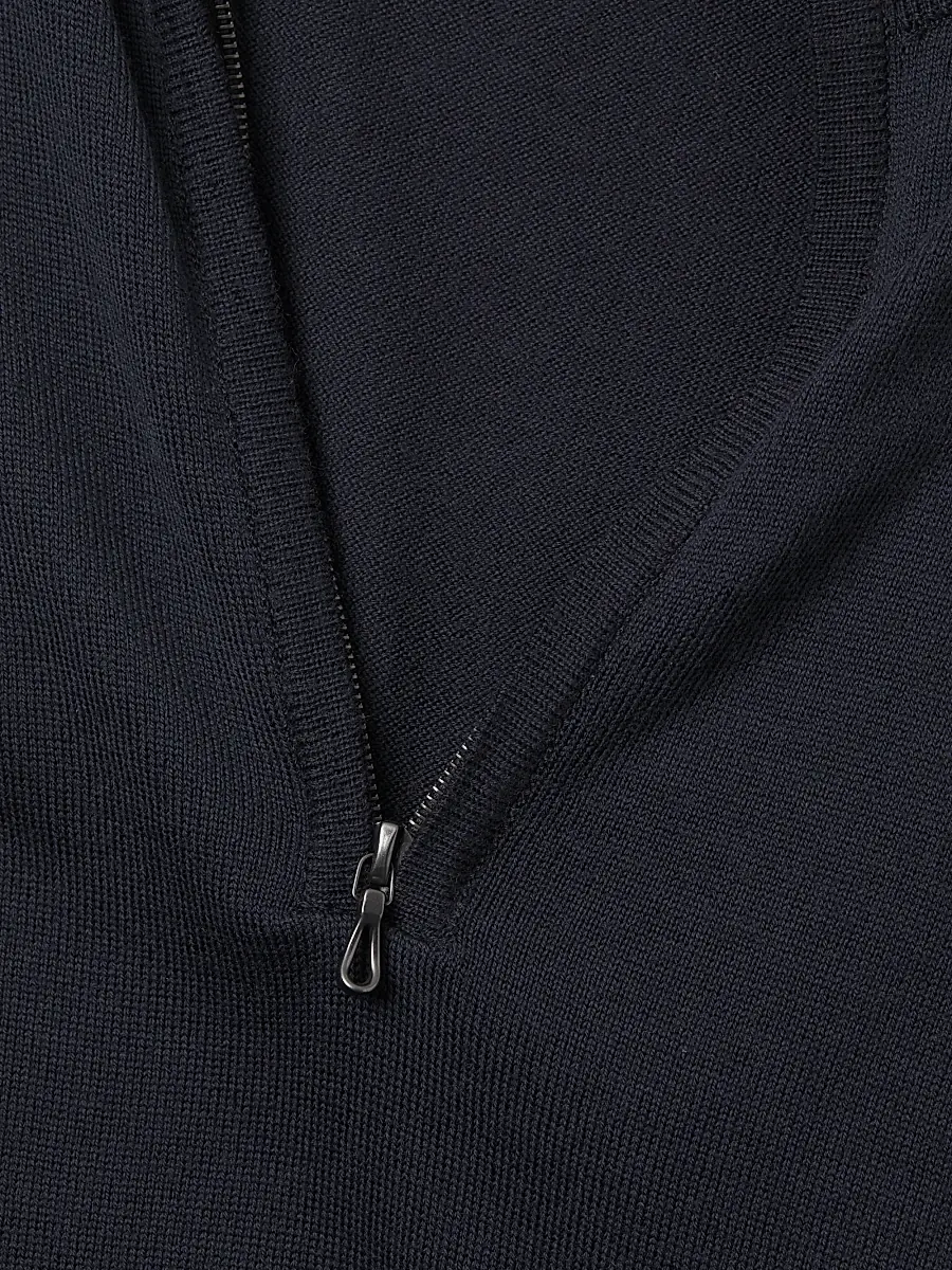 John Smedley Men's Tapton Merino Zip Pullover - Midnight | Thumbnail 6 John Smedley Men's Tapton Merino Zip Pullover - Midnight | Thumbnail 6