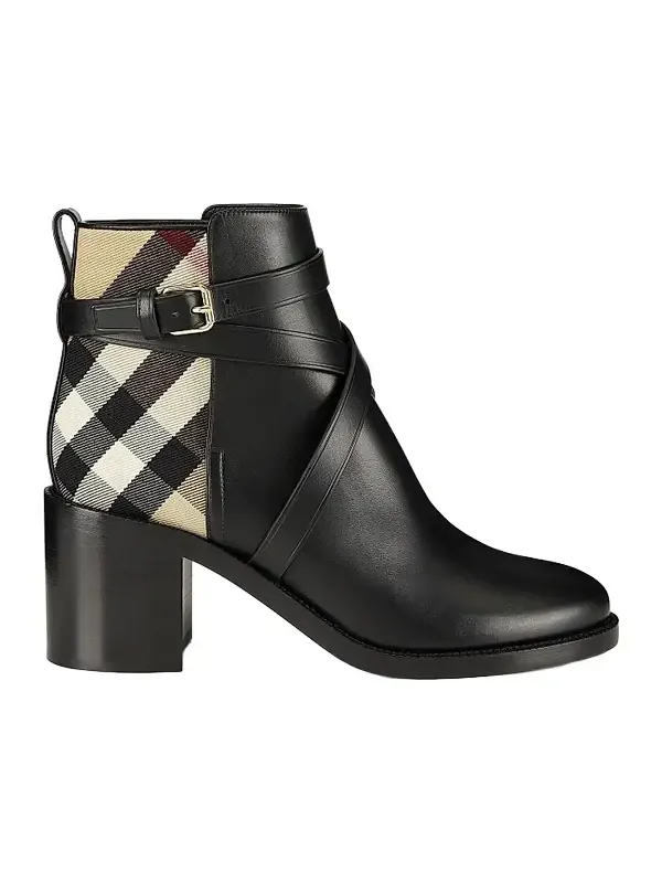 Women's Pryle 70MM House Check & Leather Ankle Boots Women's Pryle 70MM House Check & Leather Ankle Boots