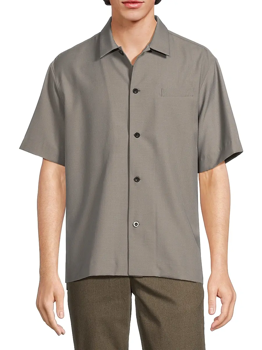 Sacai Men's Wool-Blend Suiting Shirt | Thumbnail 3