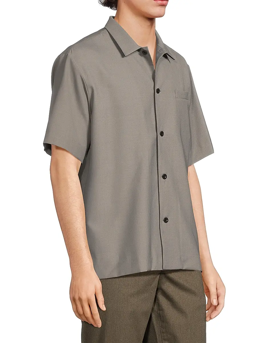 Sacai Men's Wool-Blend Suiting Shirt | Thumbnail 4