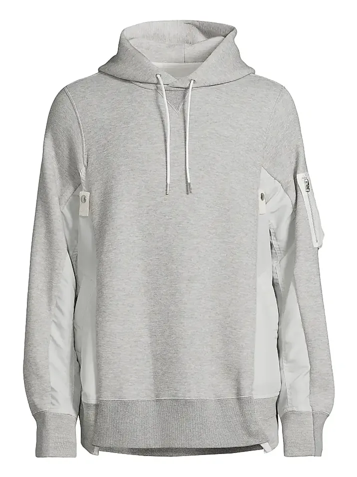 Men's Sponge Sweat Mixed-Media Cotton-Blend Hoodie Men's Sponge Sweat Mixed-Media Cotton-Blend Hoodie