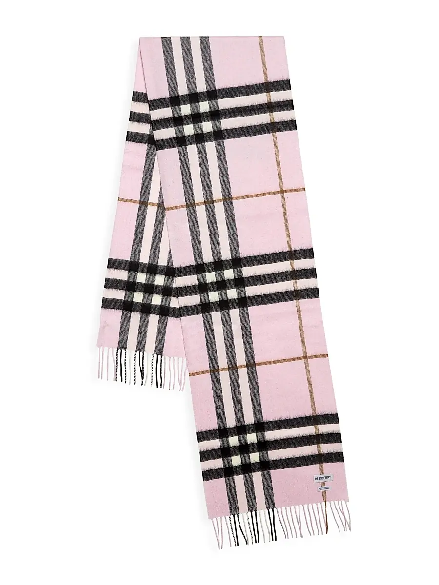 Burberry Women's Giant Check Cashmere Scarf - Pale Candy Pink | Thumbnail 3 Burberry Women's Giant Check Cashmere Scarf - Pale Candy Pink | Thumbnail 3