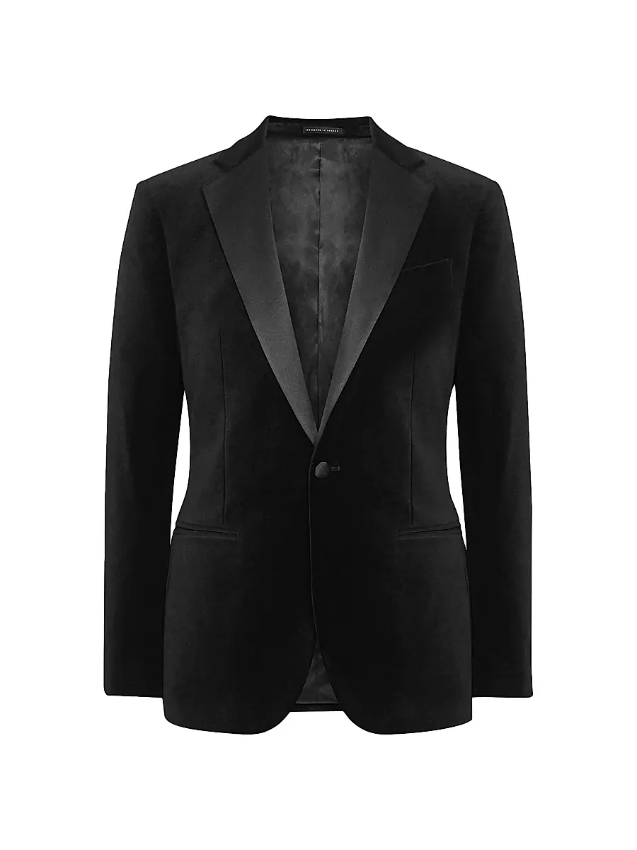 Reiss Men's Cotton-Blend Single-Button Blazer | Image 1 Reiss Men's Cotton-Blend Single-Button Blazer | Image 1