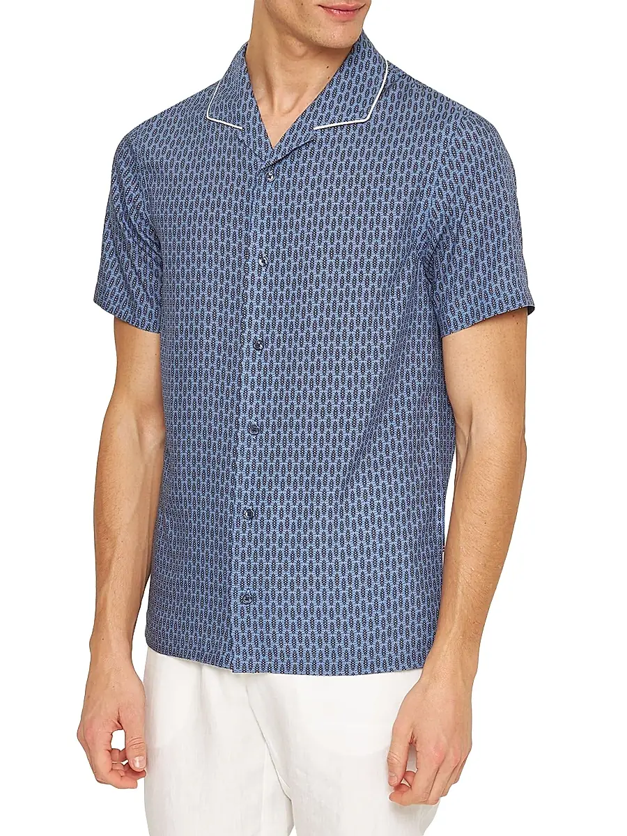 Orlebar Brown Men's Hibbert Perez Abstract Camp Shirt | Thumbnail 2 Orlebar Brown Men's Hibbert Perez Abstract Camp Shirt | Thumbnail 2