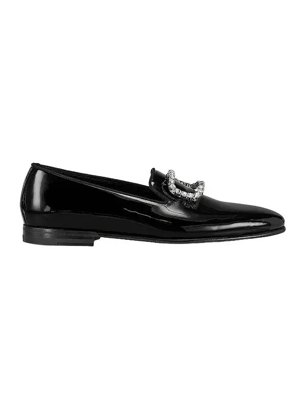 Men's Mariocc Crystal Buckle Patent Leather Loafers