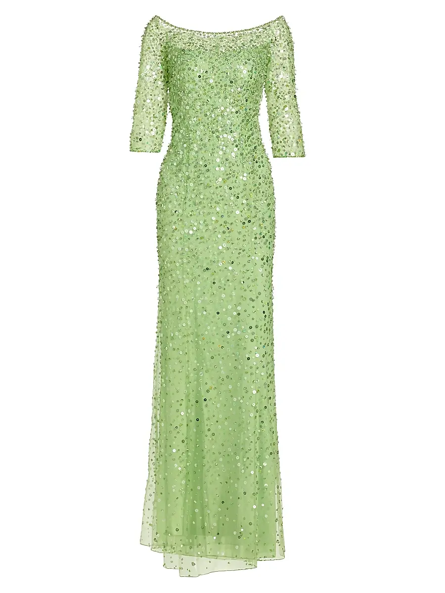 Jenny Packham Women's Summer Party Lantana Beaded Gown - Parakeet | Image 1 Jenny Packham Women's Summer Party Lantana Beaded Gown - Parakeet | Image 1