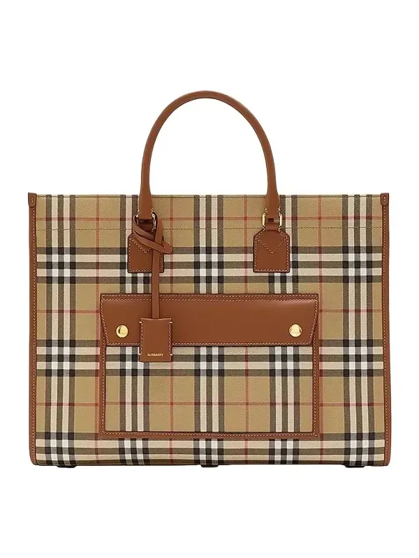 Burberry Women's Medium Freya Signature Check Tote Bag