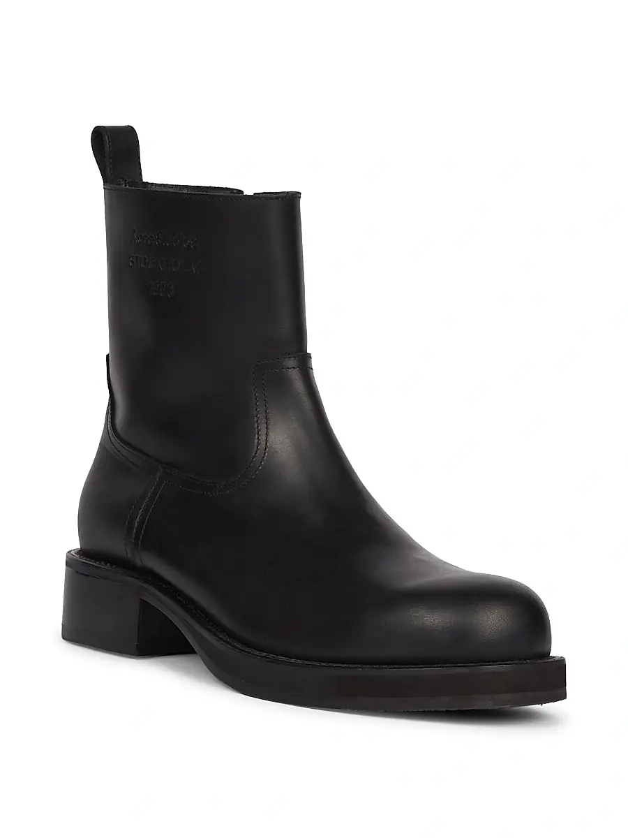 Acne Studios Men's Besare Waxed Leather Boots - Black | Thumbnail 2