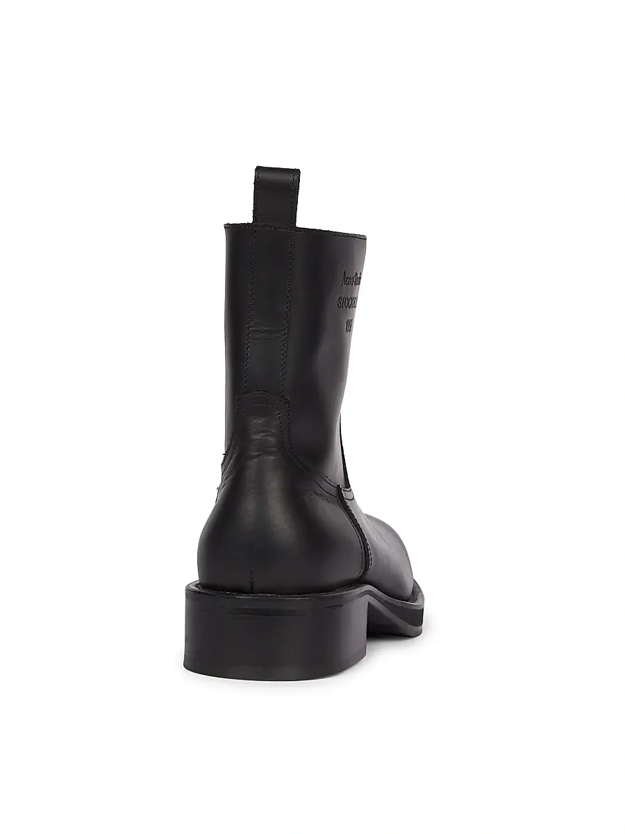 Acne Studios Men's Besare Waxed Leather Boots - Black | Thumbnail 3