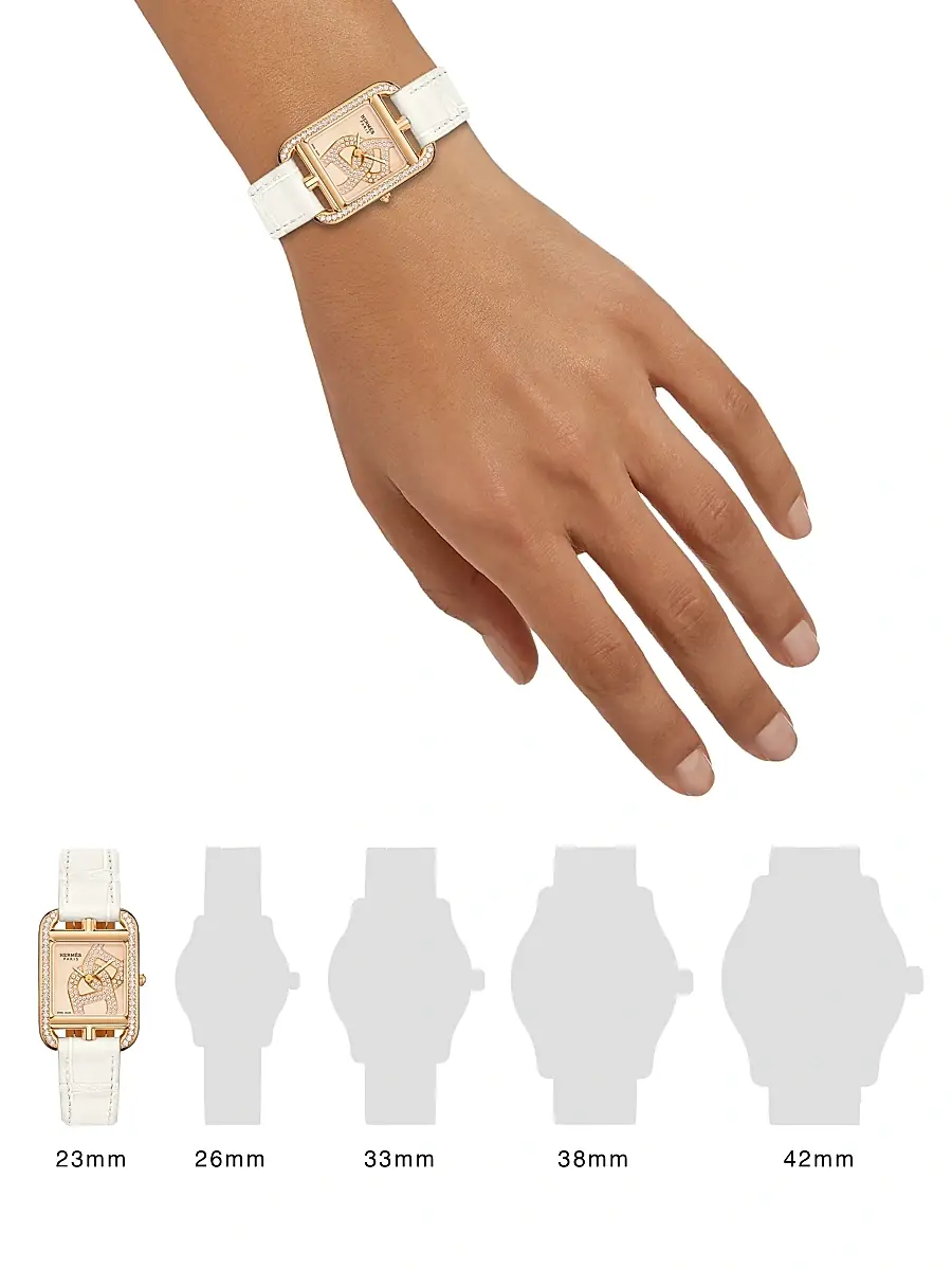 HERMÈS Women's Cape Cod 31MM Chain D'Ancre 18K Rose Gold, Diamond & Alligator Strap Watch - White | Thumbnail 2 HERMÈS Women's Cape Cod 31MM Chain D'Ancre 18K Rose Gold, Diamond & Alligator Strap Watch - White | Thumbnail 2