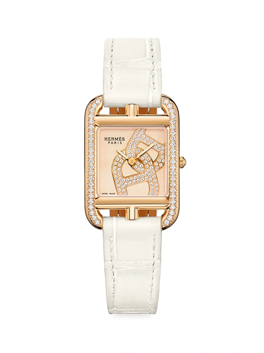 Women's Cape Cod 31MM Chain D'Ancre 18K Rose Gold, Diamond & Alligator Strap Watch - White Women's Cape Cod 31MM Chain D'Ancre 18K Rose Gold, Diamond & Alligator Strap Watch - White