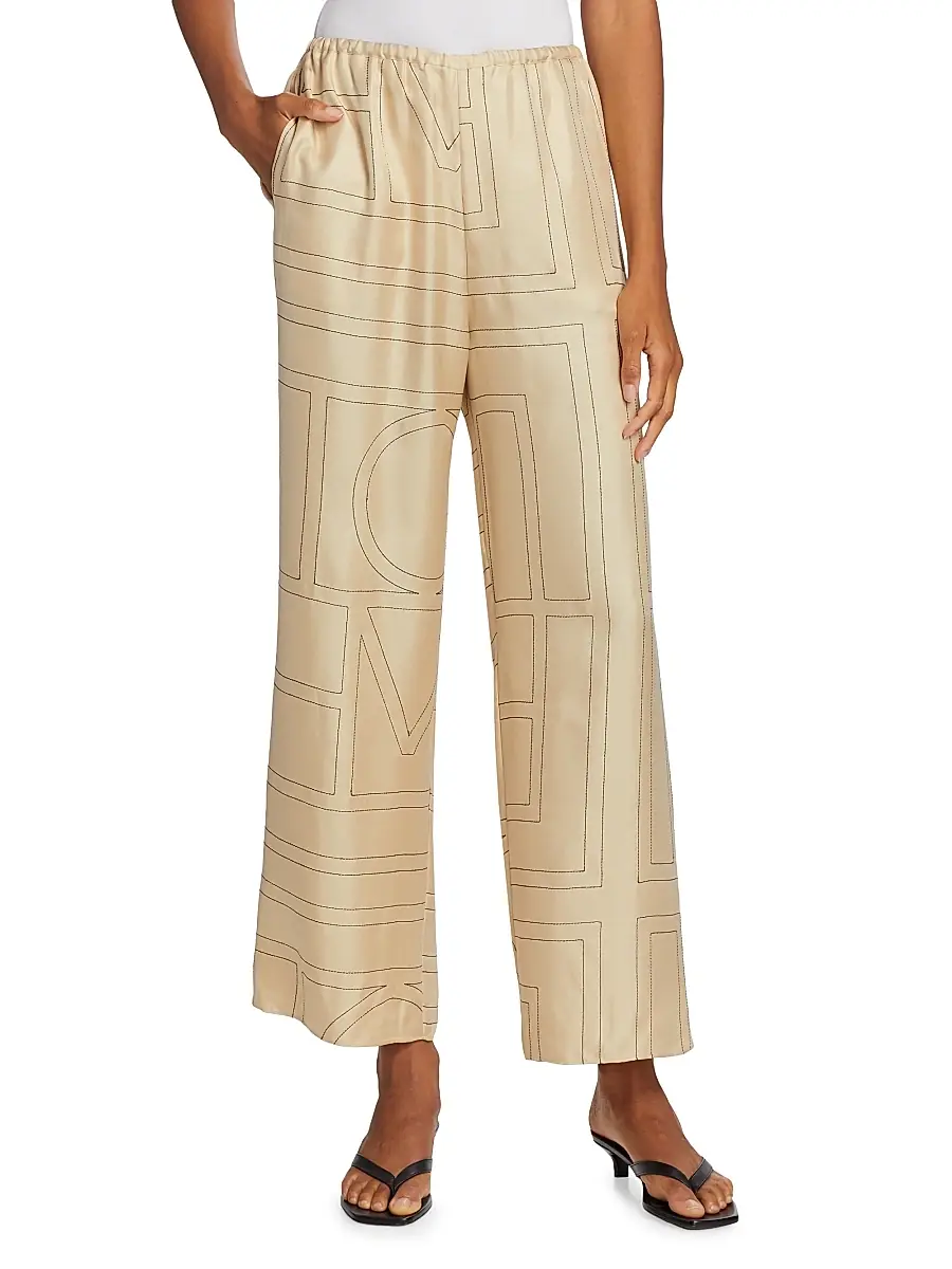 TOTEME Women's Monogram Stitch Silk Pants | Thumbnail 3 TOTEME Women's Monogram Stitch Silk Pants | Thumbnail 3