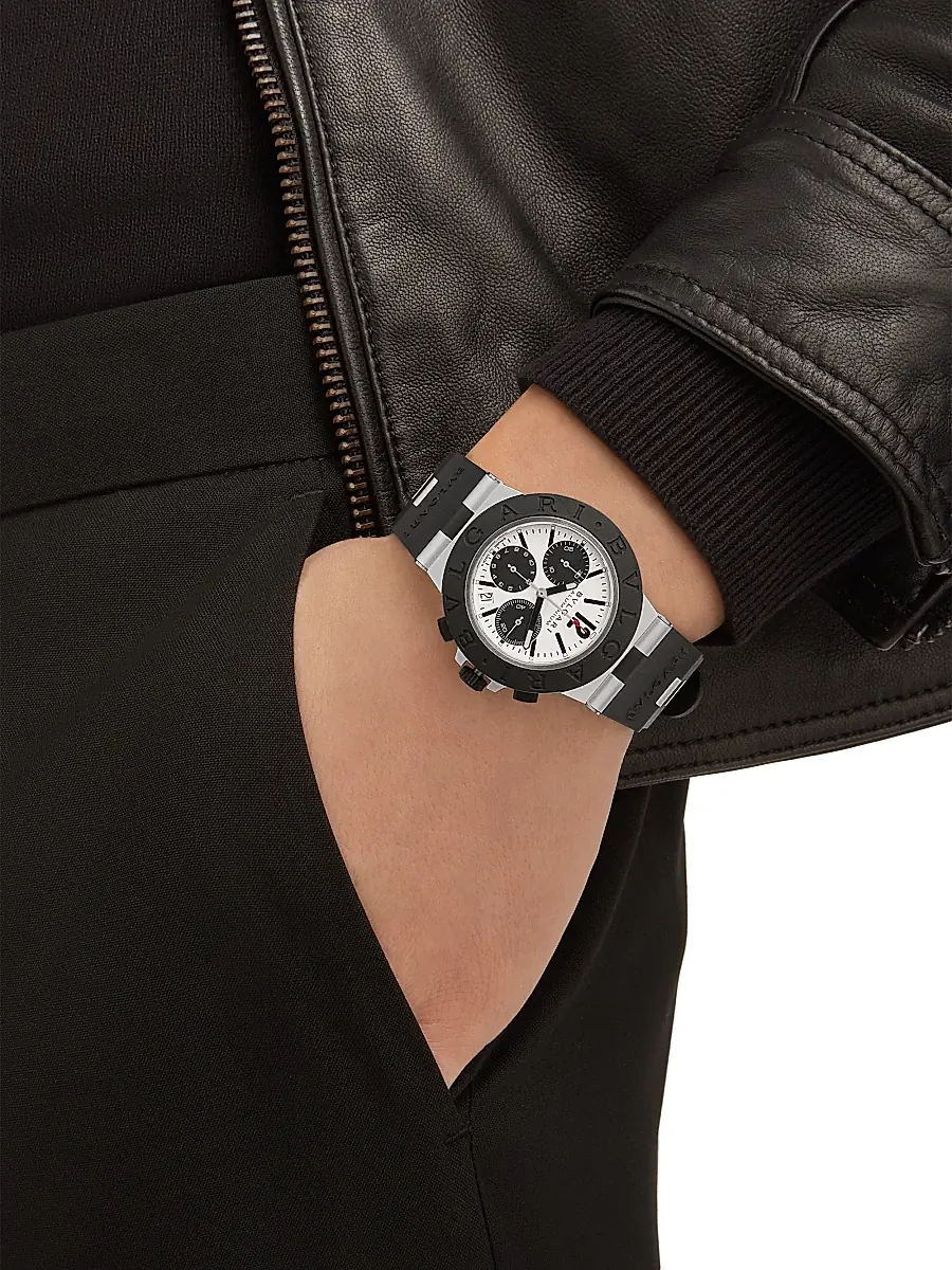 BVLGARI Women's Aluminum, Titanium & Rubber Strap Chronograph Watch - Black | Thumbnail 2 BVLGARI Women's Aluminum, Titanium & Rubber Strap Chronograph Watch - Black | Thumbnail 2