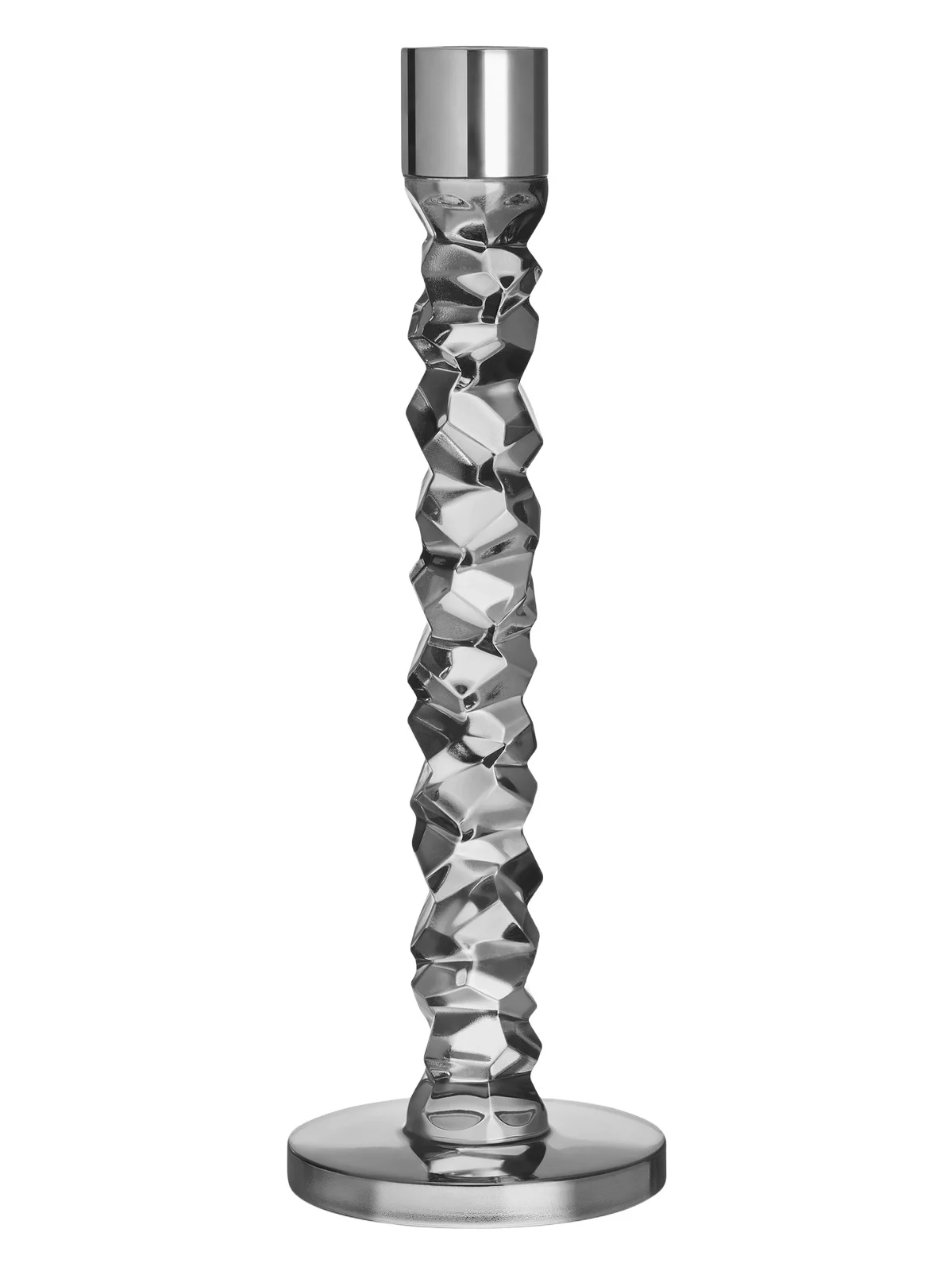 Orrefors Carat Glass & Stainless Steel Candlestick