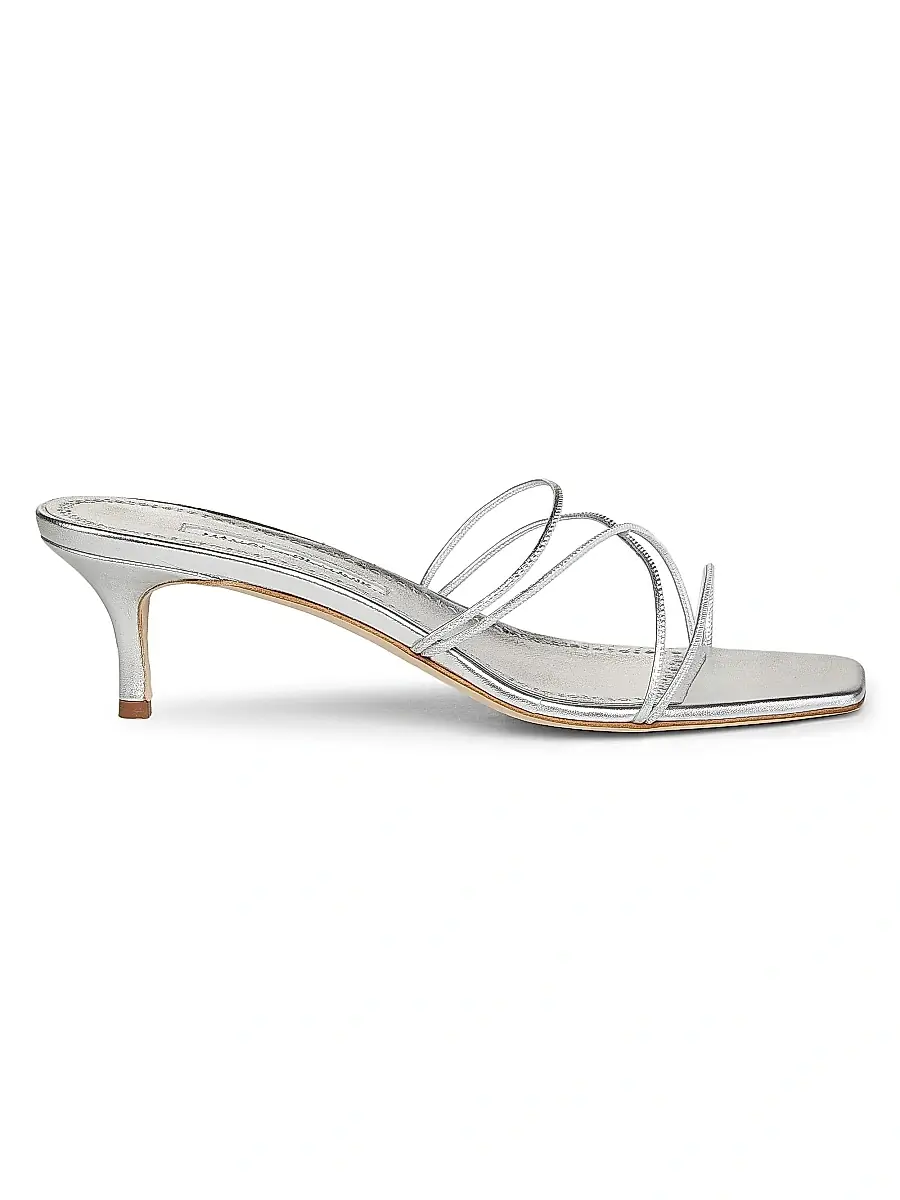 Manolo Blahnik Women's Ninfemu 50MM Leather Strappy Sandals - Gold | Thumbnail 18