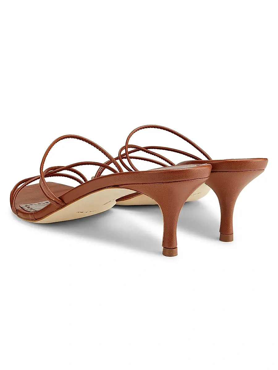 Manolo Blahnik Women's Ninfemu 50MM Leather Strappy Sandals - Gold | Thumbnail 9