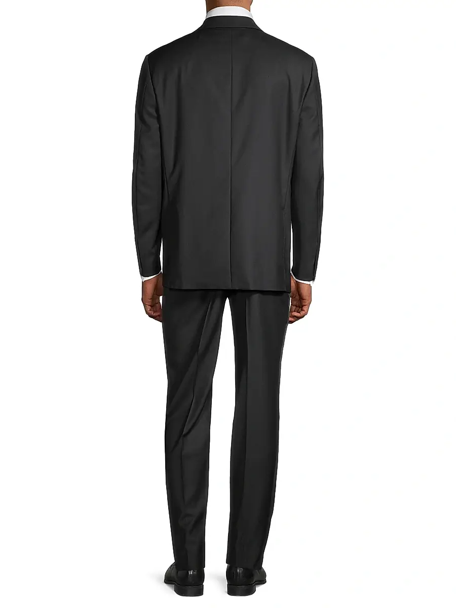 Canali Men's One-Button Peak Lapel Wool Suit - Black | Thumbnail 5
