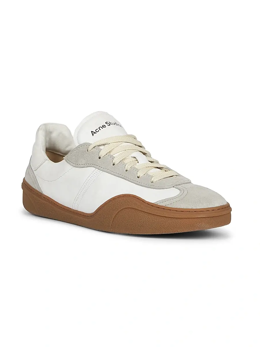 Acne Studios Men's Bars M Leather Low-Top Sneakers - White Brown | Thumbnail 2 Acne Studios Men's Bars M Leather Low-Top Sneakers - White Brown | Thumbnail 2
