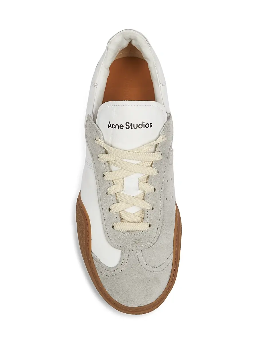 Acne Studios Men's Bars M Leather Low-Top Sneakers - White Brown | Thumbnail 5 Acne Studios Men's Bars M Leather Low-Top Sneakers - White Brown | Thumbnail 5