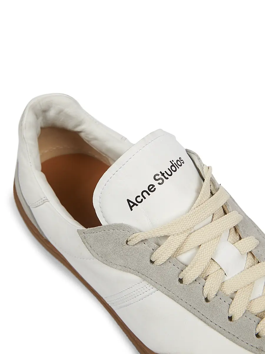 Acne Studios Men's Bars M Leather Low-Top Sneakers - White Brown | Thumbnail 6 Acne Studios Men's Bars M Leather Low-Top Sneakers - White Brown | Thumbnail 6