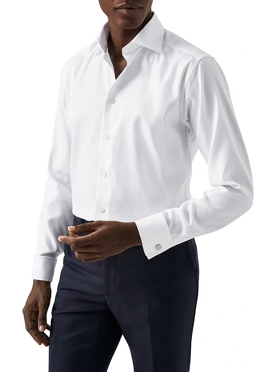 Eton Men's Contemporary-Fit Cavalry Twill French-Cuff Dress Shirt | Thumbnail 3 Eton Men's Contemporary-Fit Cavalry Twill French-Cuff Dress Shirt | Thumbnail 3