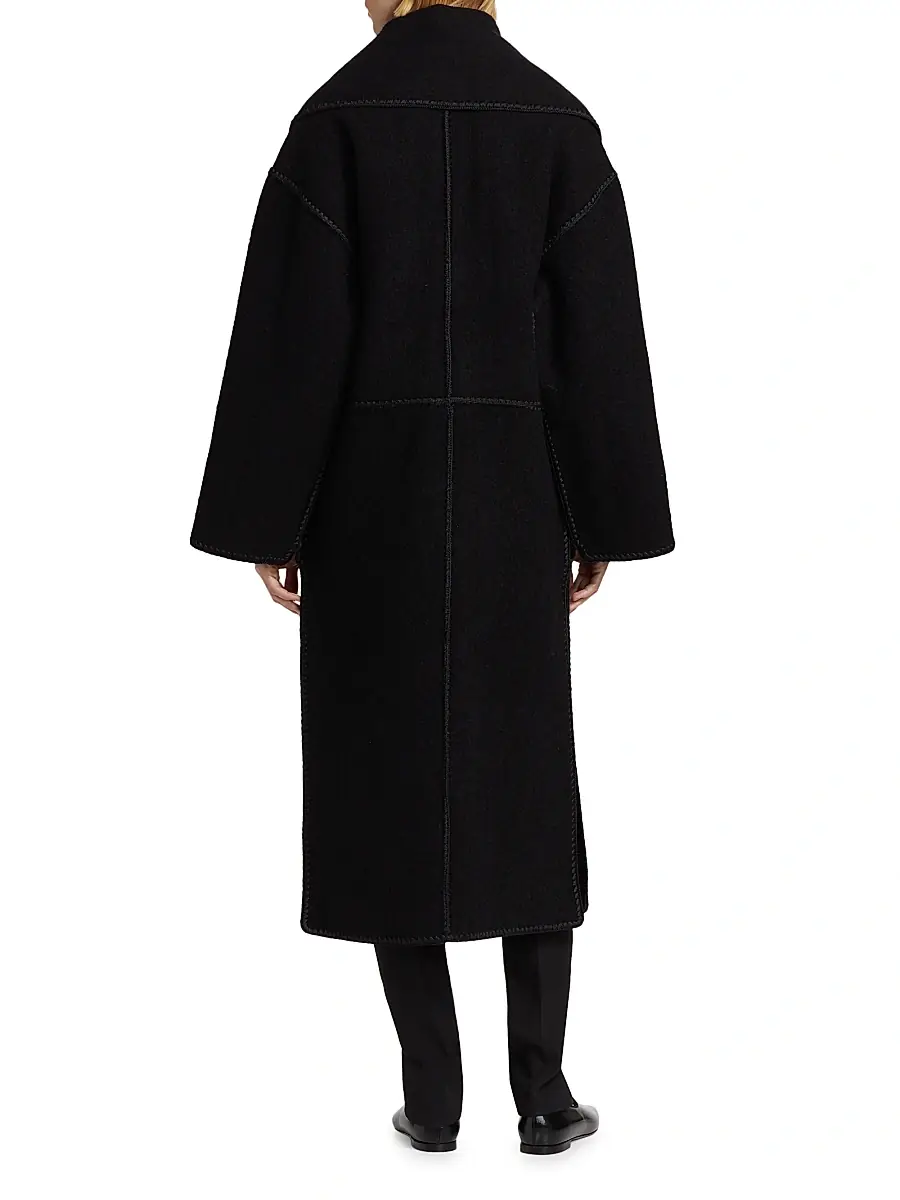 Toteme Women's Embroidered Scarf Coat - Black | Thumbnail 5 Toteme Women's Embroidered Scarf Coat - Black | Thumbnail 5