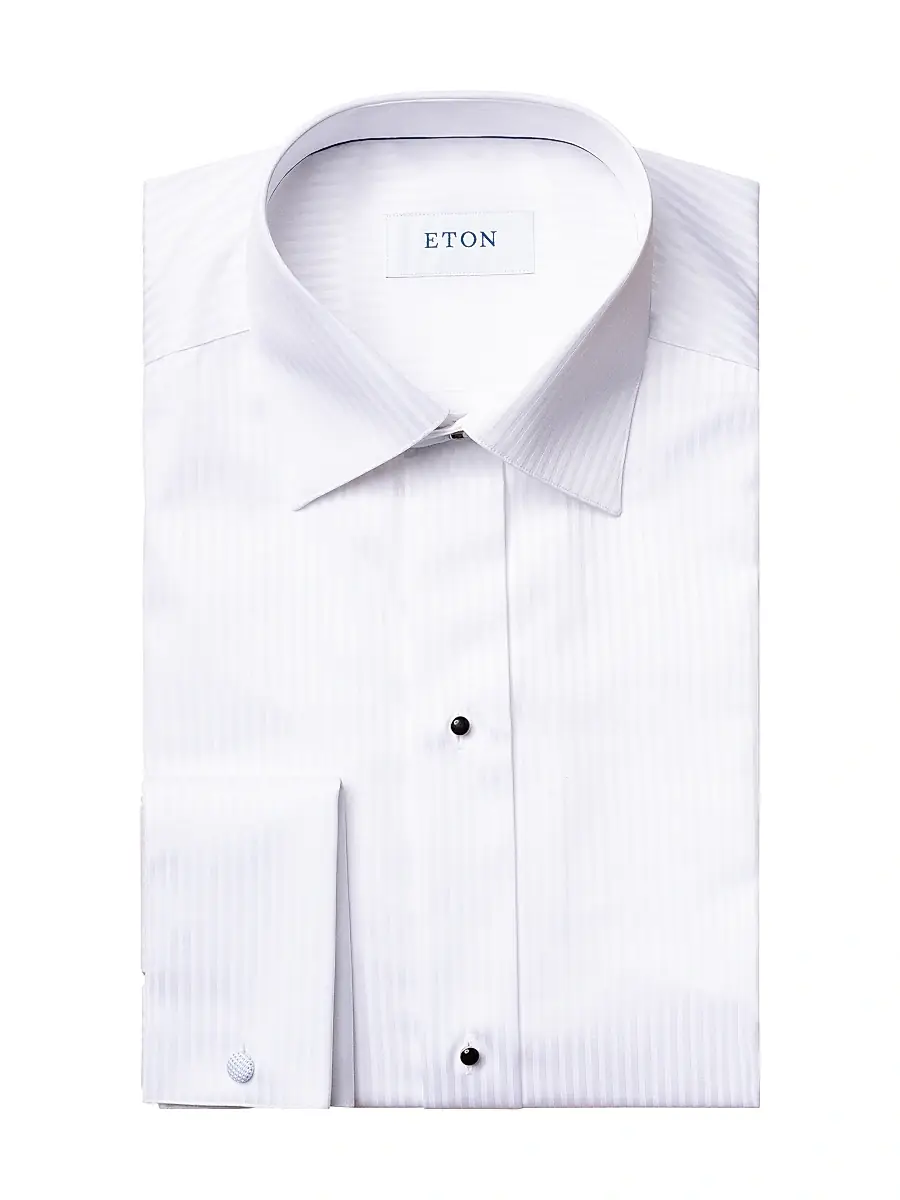Eton Men's Contemporary-Fit Satin Stripe Dress Shirt - White - Size 18 | Image 1 Eton Men's Contemporary-Fit Satin Stripe Dress Shirt - White - Size 18 | Image 1