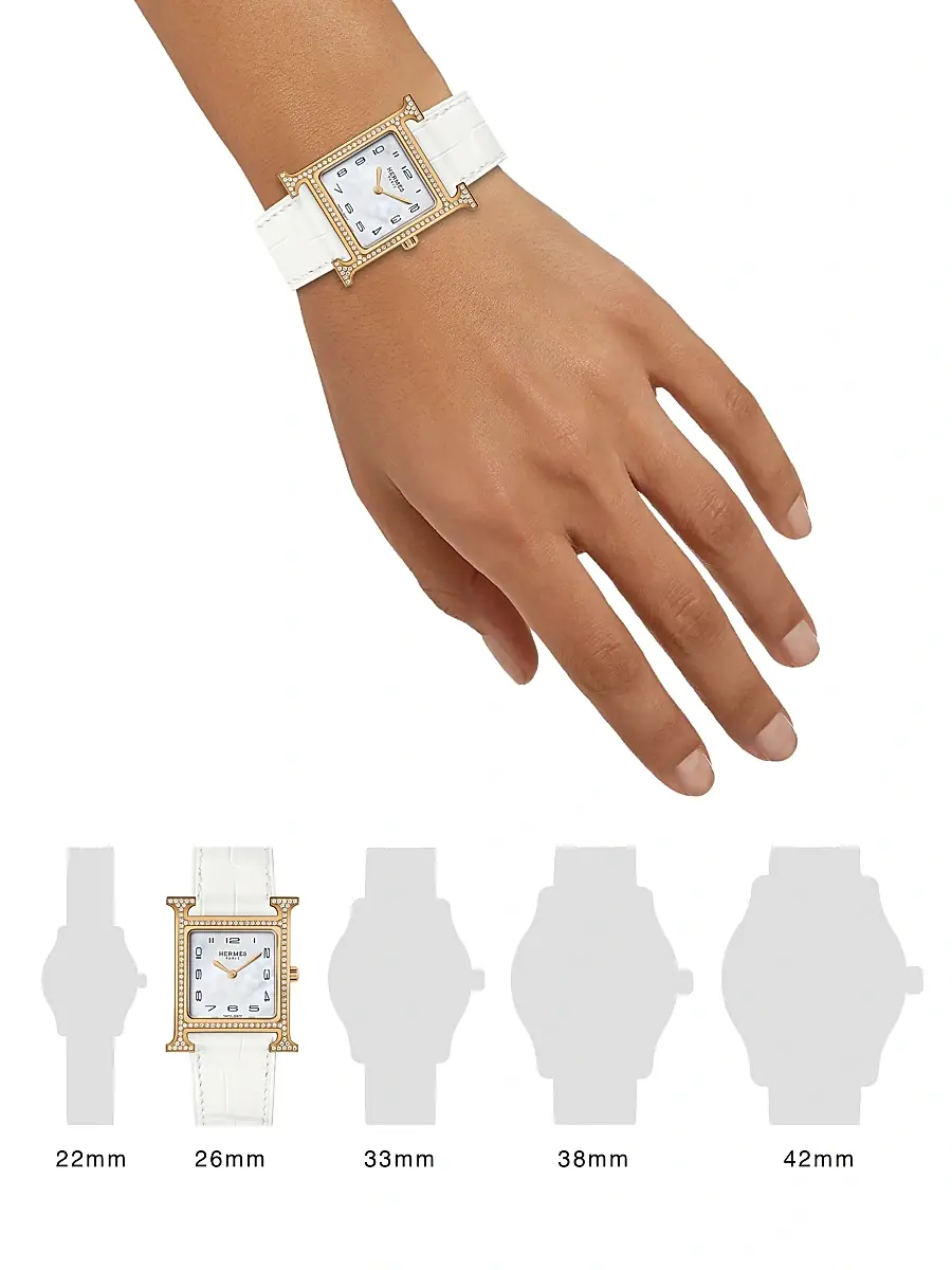 HERMÈS Women's Heure H 18K Rose Gold, Diamond & Alligator Strap Watch/26MM - Alligator Matte Chantilly | Thumbnail 2 HERMÈS Women's Heure H 18K Rose Gold, Diamond & Alligator Strap Watch/26MM - Alligator Matte Chantilly | Thumbnail 2