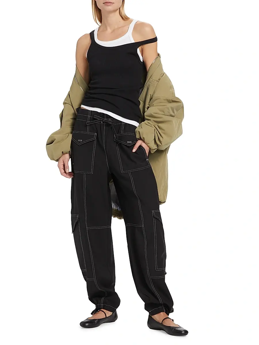Ganni Women's Wide-Leg Drawstring Cargo Pants | Thumbnail 2 Ganni Women's Wide-Leg Drawstring Cargo Pants | Thumbnail 2