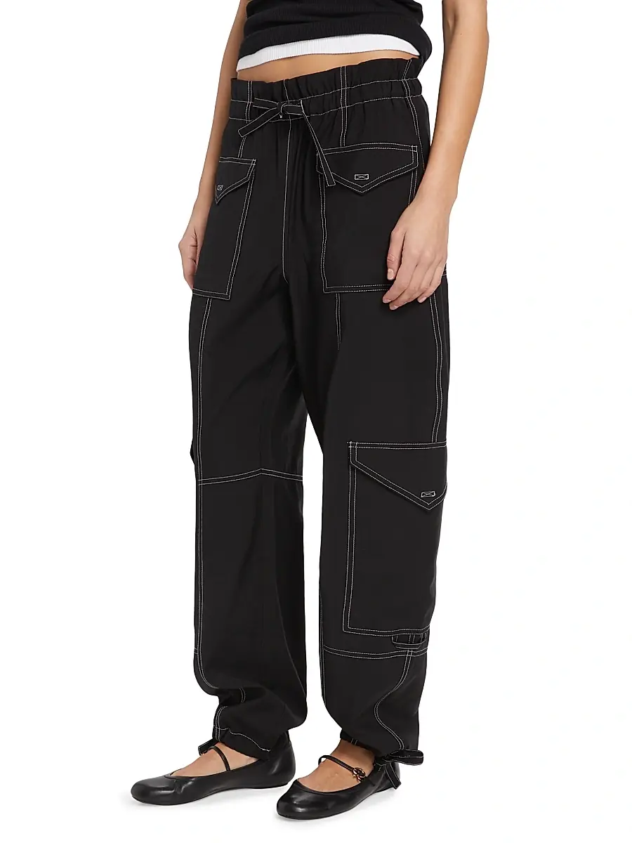 Ganni Women's Wide-Leg Drawstring Cargo Pants | Thumbnail 4 Ganni Women's Wide-Leg Drawstring Cargo Pants | Thumbnail 4