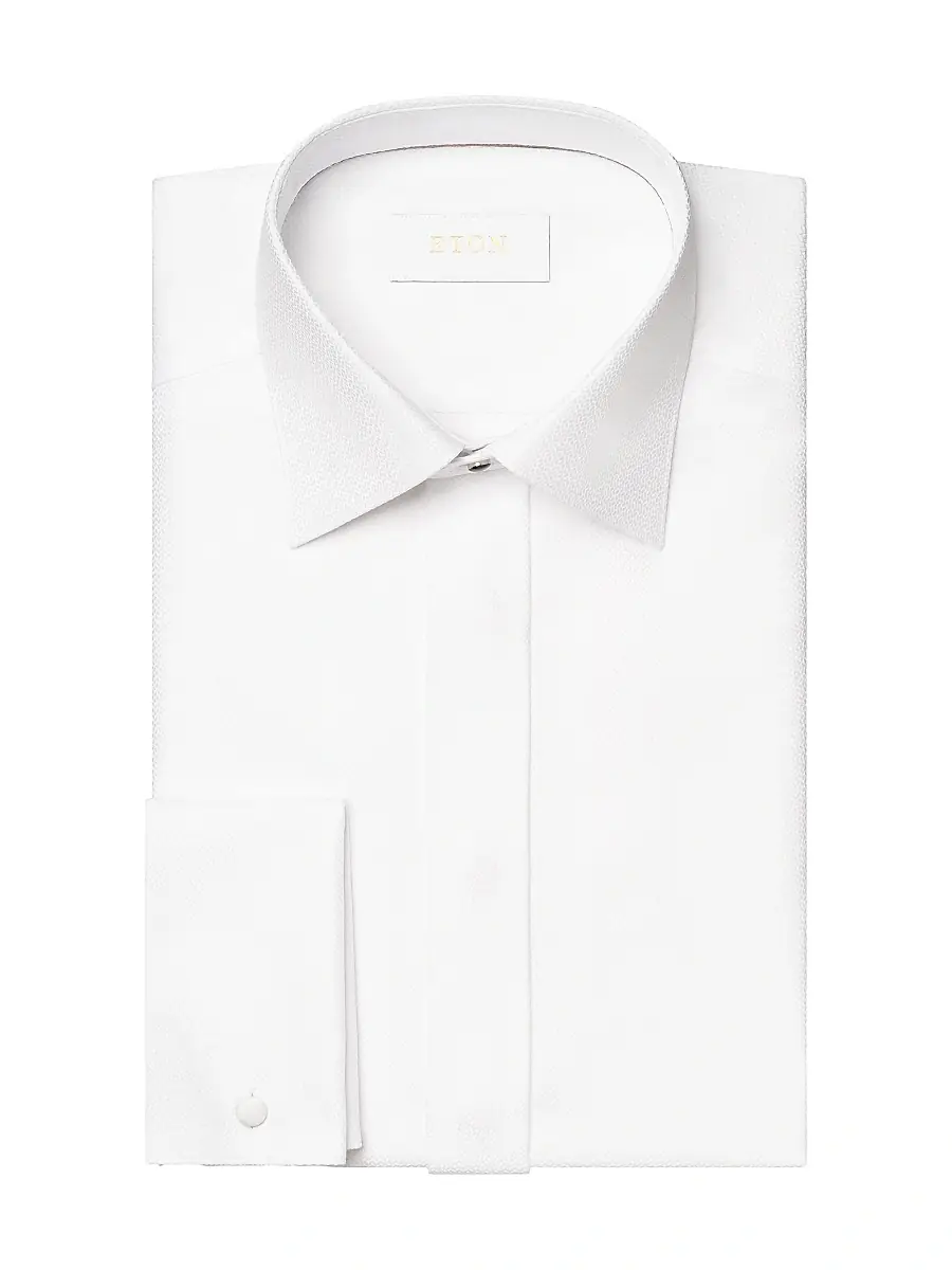 Eton Men's Contemporary-Fit Semi Solid Dobby Shirt - White - Size 18.5 | Image 1 Eton Men's Contemporary-Fit Semi Solid Dobby Shirt - White - Size 18.5 | Image 1