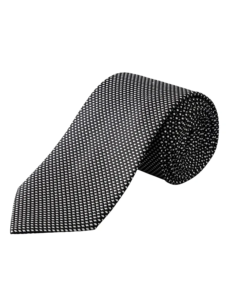 Eton Men's Geometric Silk Tie - Black | Thumbnail 3