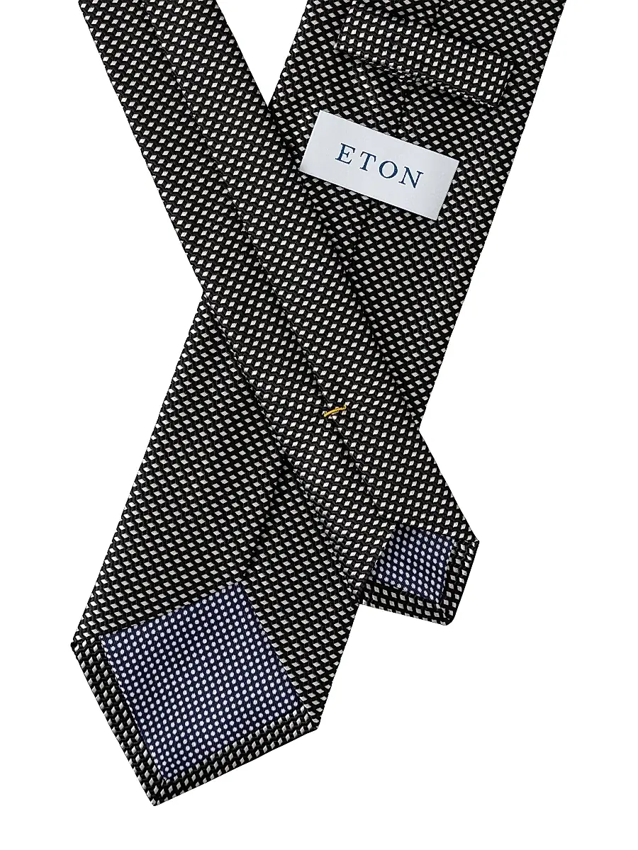 Eton Men's Geometric Silk Tie - Black | Thumbnail 4