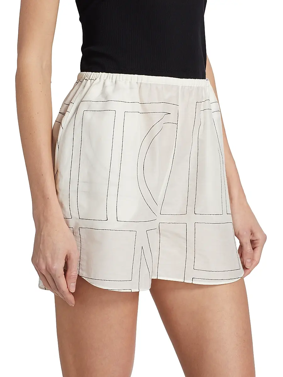 TOTEME Women's Monogrammed Cotton Straight-Leg Shorts | Thumbnail 4 TOTEME Women's Monogrammed Cotton Straight-Leg Shorts | Thumbnail 4