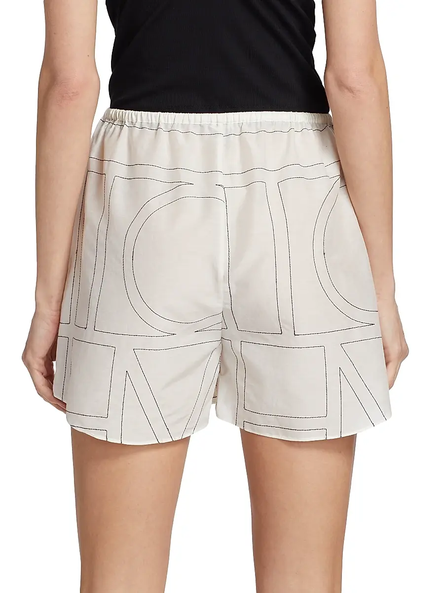 TOTEME Women's Monogrammed Cotton Straight-Leg Shorts | Thumbnail 5 TOTEME Women's Monogrammed Cotton Straight-Leg Shorts | Thumbnail 5