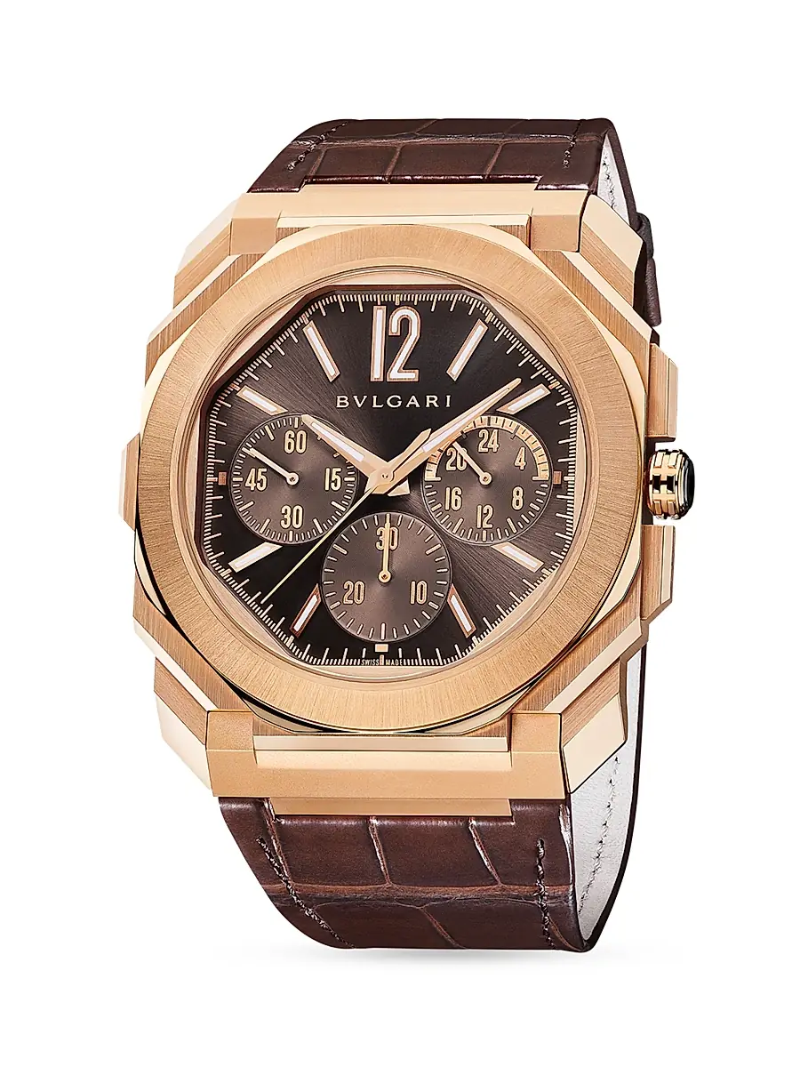 BVLGARI Men's Octo Finissimo 18K Rose Gold & Alligator Leather Chronograph Watch - Brown | Thumbnail 3 BVLGARI Men's Octo Finissimo 18K Rose Gold & Alligator Leather Chronograph Watch - Brown | Thumbnail 3