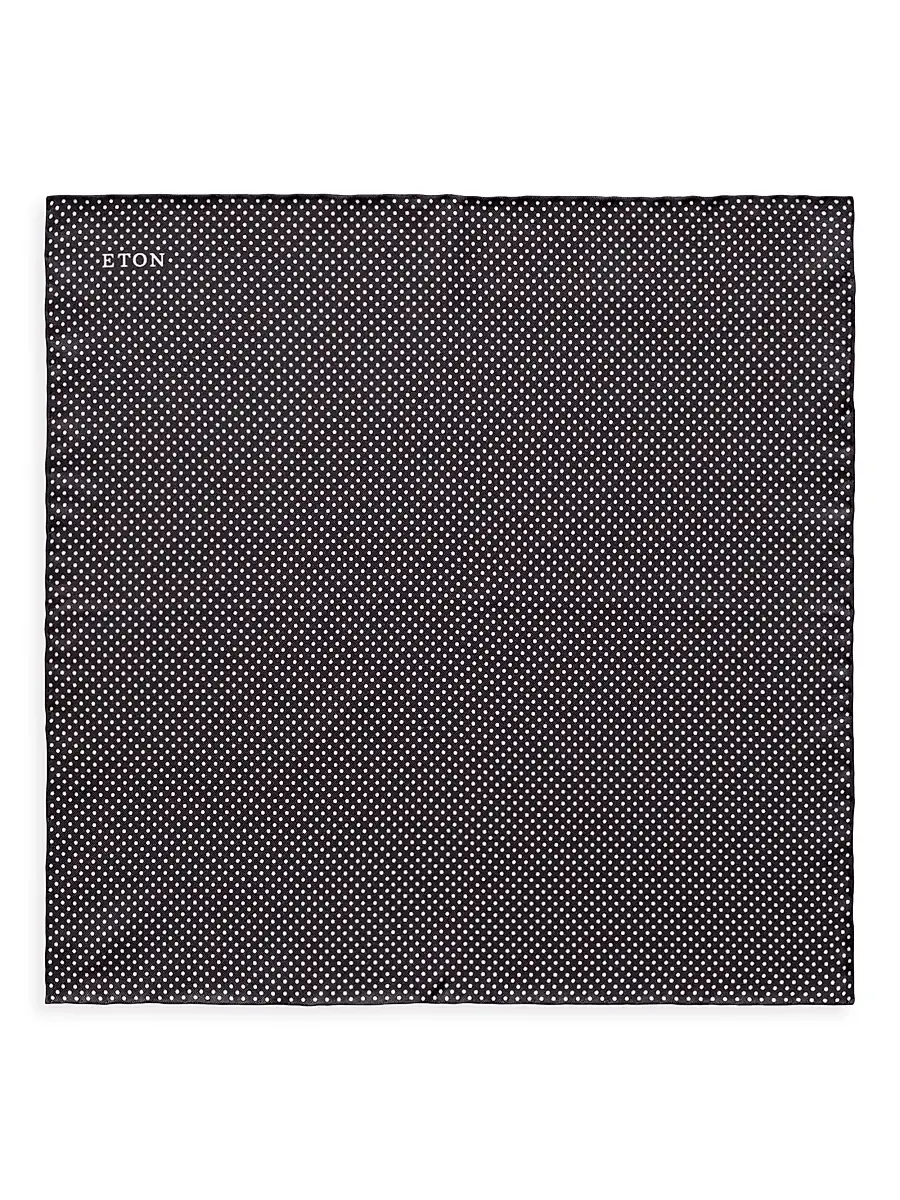 Eton Men's Silk Polka Dot Pocket Square - Black | Thumbnail 2 Eton Men's Silk Polka Dot Pocket Square - Black | Thumbnail 2