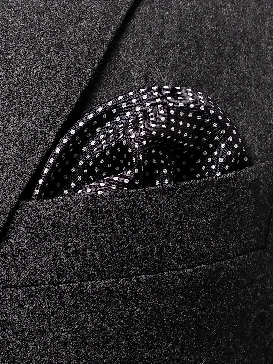 Eton Men's Silk Polka Dot Pocket Square - Black | Thumbnail 3 Eton Men's Silk Polka Dot Pocket Square - Black | Thumbnail 3