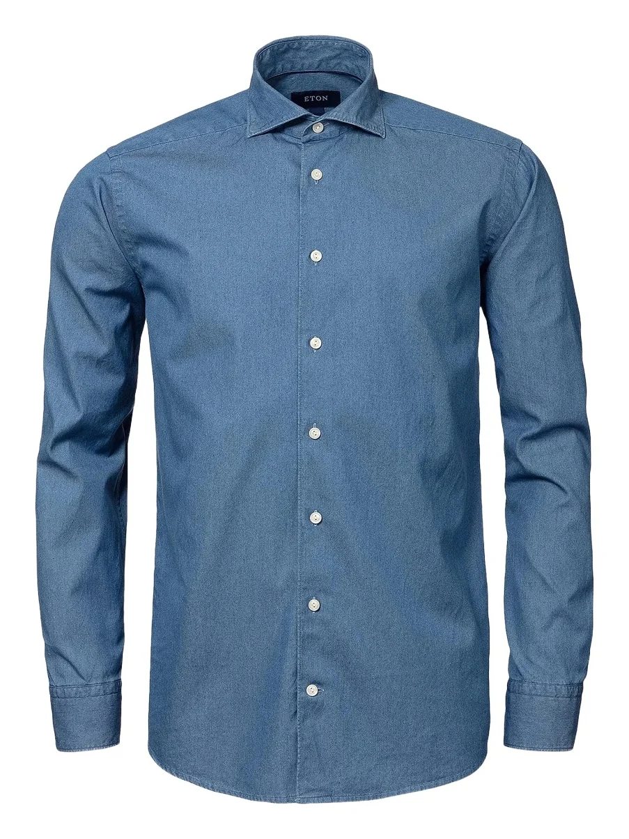 Men's Contemporary-Fit Chambray Soft Casual Shirt Men's Contemporary-Fit Chambray Soft Casual Shirt