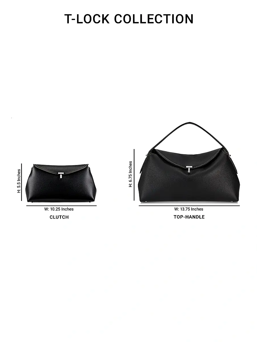 Toteme Women's T-Lock Leather Top-Handle Bag - Shark | Thumbnail 14 Toteme Women's T-Lock Leather Top-Handle Bag - Shark | Thumbnail 14